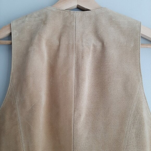 DANIER 100% Genuine Suede Leather Vest Button Down Cream Beige Sz S - Picture 9 of 14
